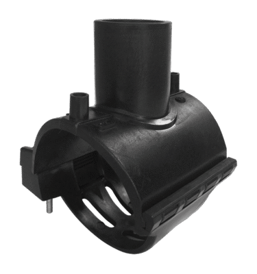 Electrofusion branch saddle for PE pipe water PN16 and gas 10 bar applications