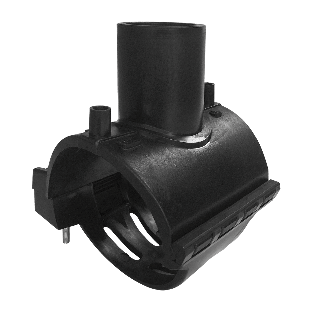 Electrofusion branch saddle for PE pipe water PN16 and gas 10 bar applications