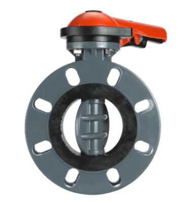 Van de Lande uPVC Butterfly Valve with Stainless Steel 316 Shaft Multidrilled